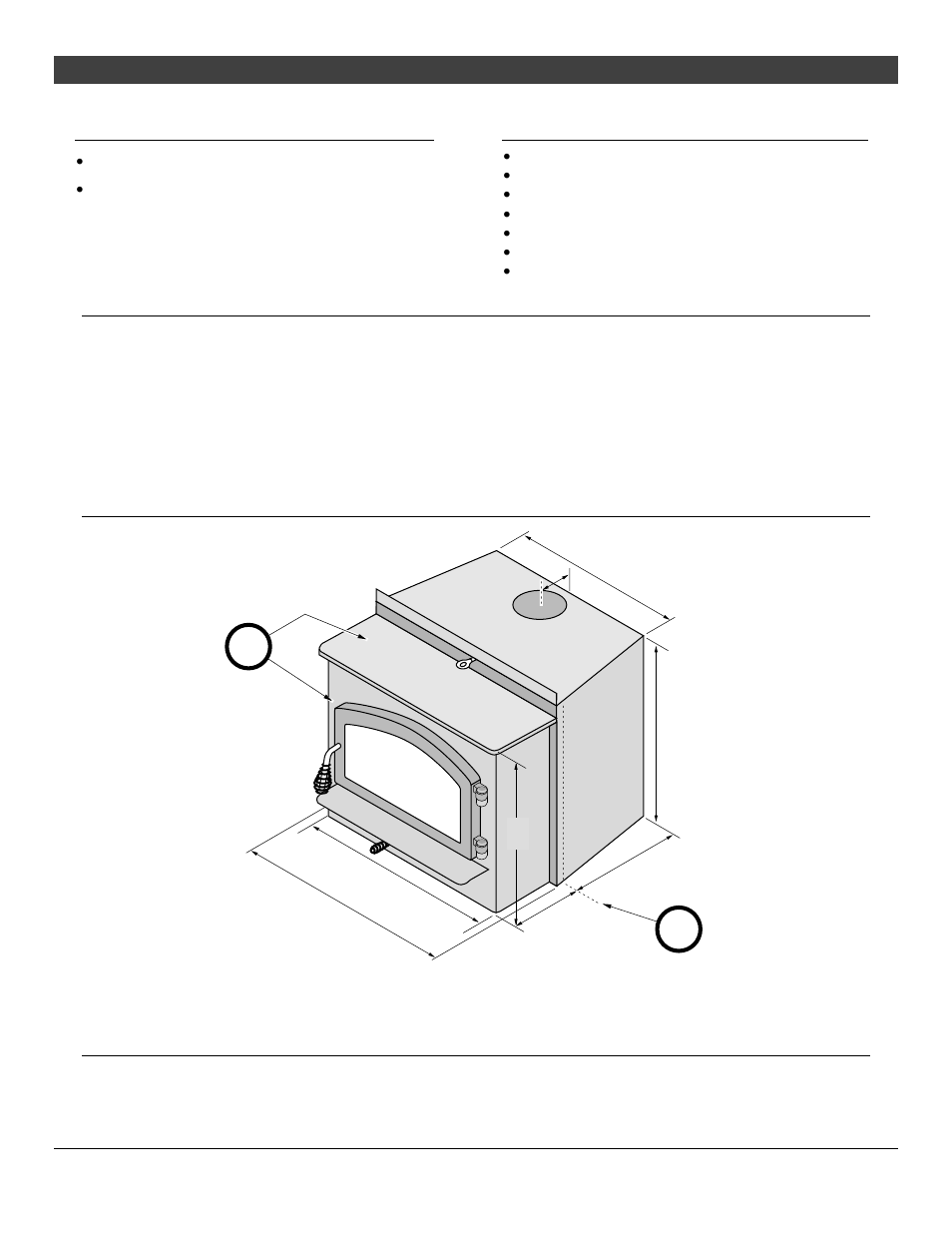 6 stove installation, Installation options, Features | Heating specifications, Dimensions, Emissions | Avalon Firestyles 1750 Spokane User Manual | Page 6 / 36