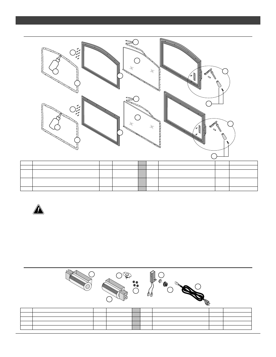 Maintaining your appliance 35, Door parts, Blower and electrical parts | Replacing the glass, Replacing the door gasket | Avalon Firestyles Small Flush Hybrid-Fyre User Manual | Page 35 / 44
