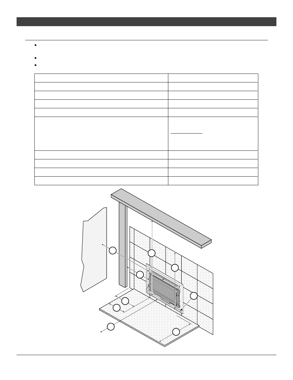 Fireplace insert installation, Insert placement requirements, Ql p o m | Nk s x | Avalon Firestyles Small Flush Hybrid-Fyre User Manual | Page 9 / 44