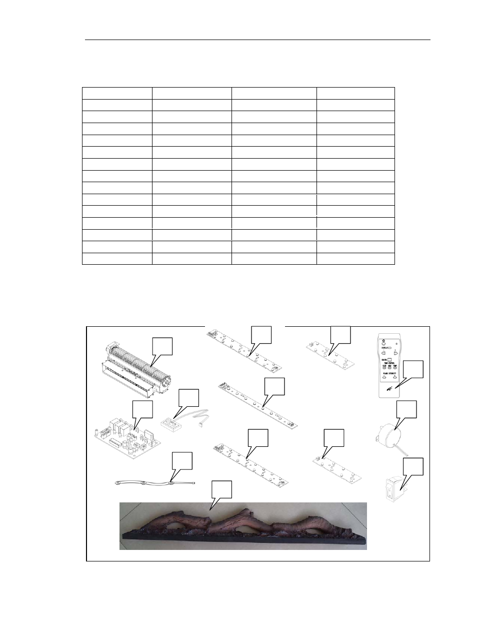 Replacement parts | Avalon Firestyles 564 Electric Fireplace User Manual | Page 17 / 19