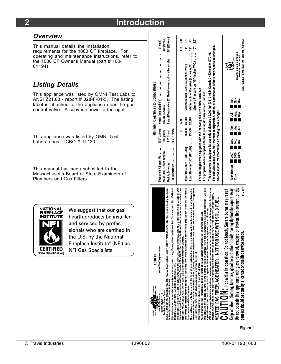 2introduction | Avalon Firestyles 1080 CF Installation User Manual | Page 2 / 60