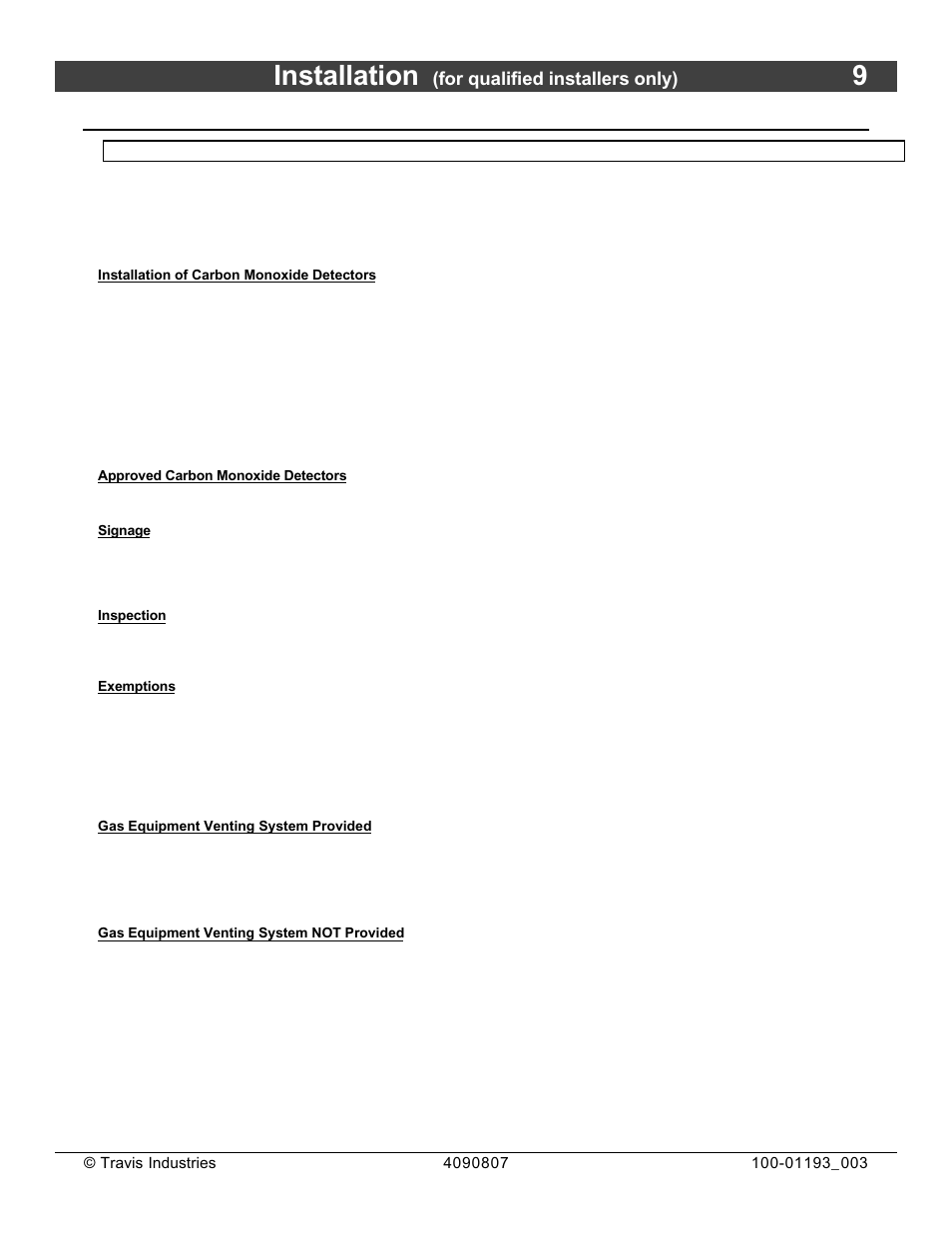 Installation, Massachusetts requirements | Avalon Firestyles 1080 CF Installation User Manual | Page 9 / 60