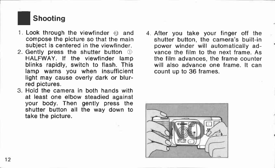Film speed | Canon Snappy 50/20 User Manual | Page 12 / 35