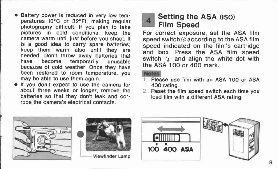 Q opening the lens shield | Canon Snappy 50/20 User Manual | Page 9 / 35