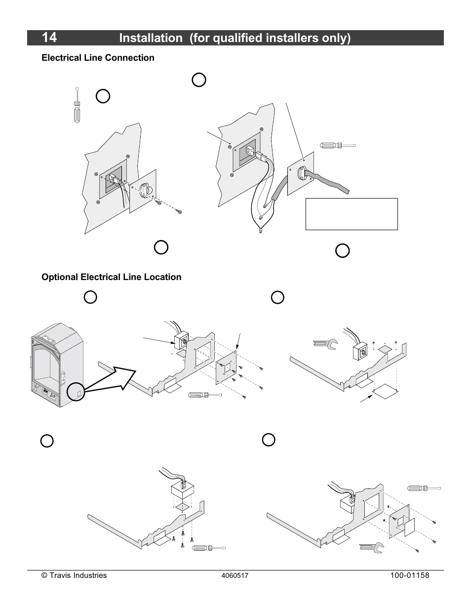 Installation (for qualified installers only), Electrical line connection, Optional electrical line location | Avalon Firestyles 21 DV RV User Manual | Page 14 / 54