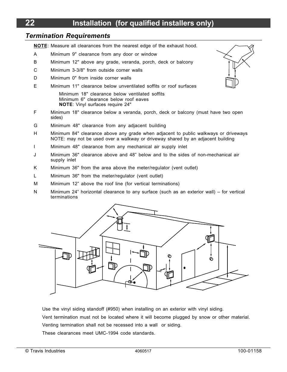 Installation (for qualified installers only), Termination requirements | Avalon Firestyles 21 DV RV User Manual | Page 22 / 54