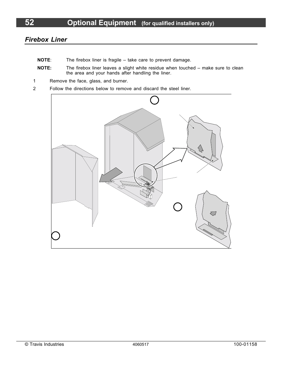 Optional equipment, Ab c, Firebox liner | Avalon Firestyles 21 DV RV User Manual | Page 52 / 54