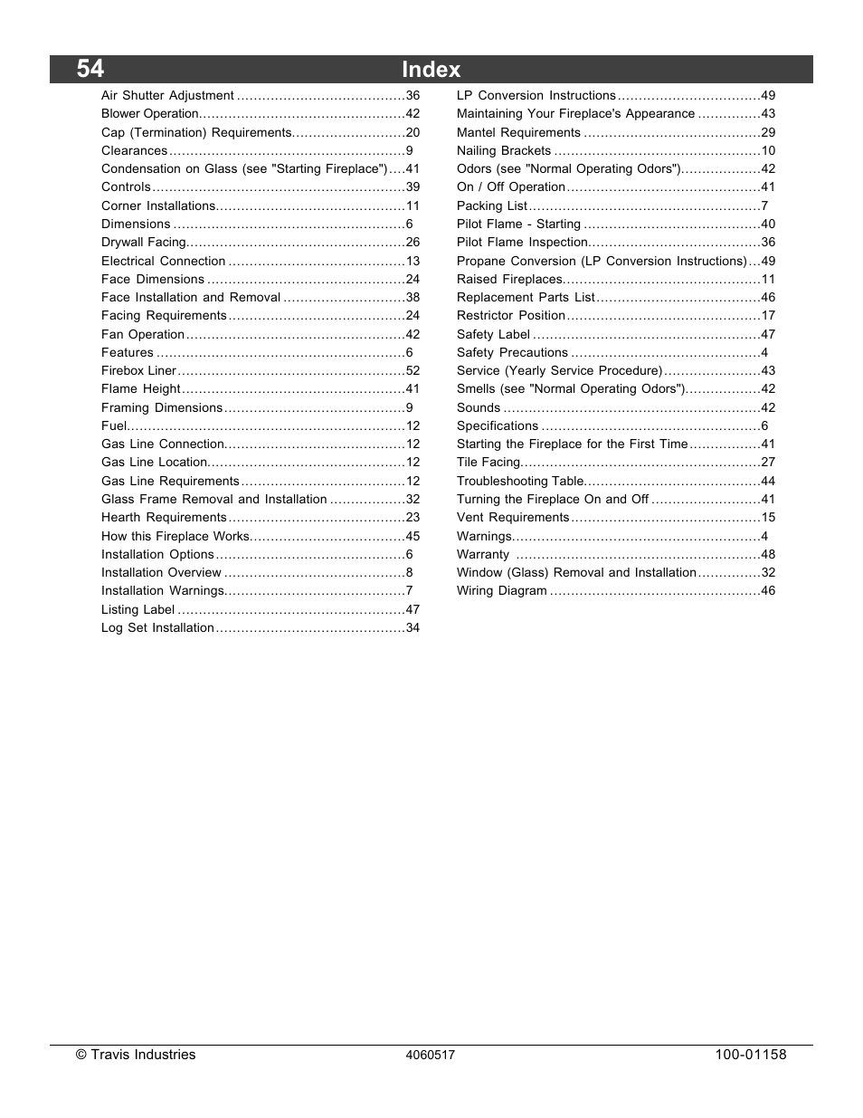 Index | Avalon Firestyles 21 DV RV User Manual | Page 54 / 54