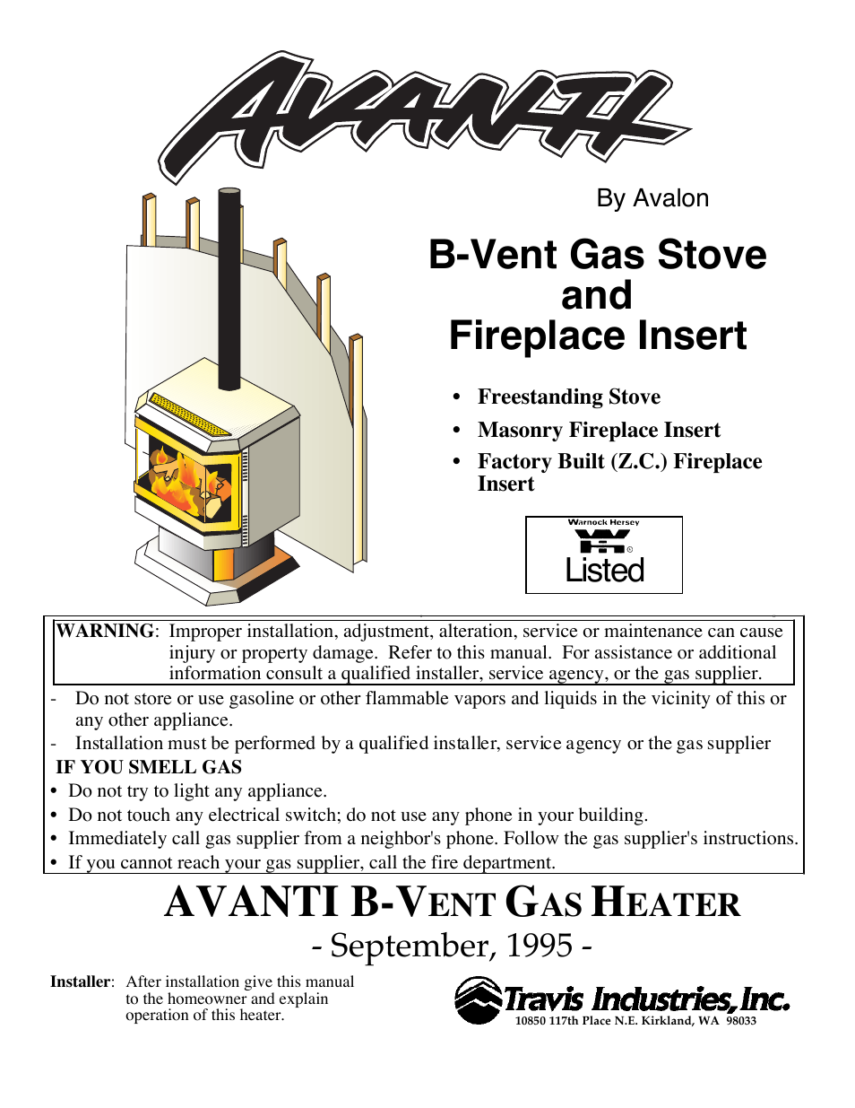 Avalon Firestyles B-Vent-1995 User Manual | 42 pages