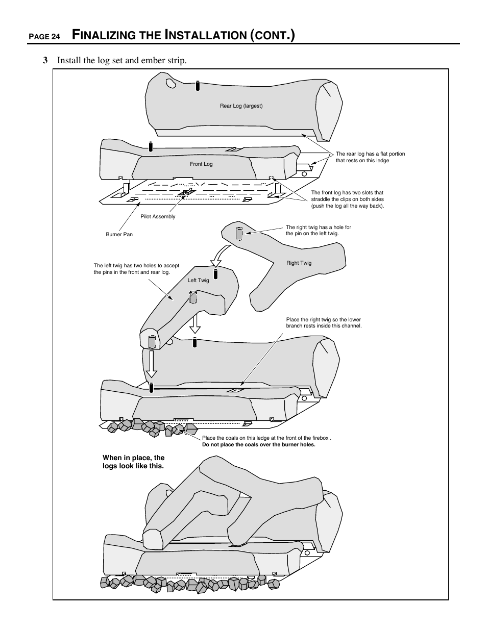 Inalizing the, Nstallation, Cont | Avalon Firestyles B-Vent-1995 User Manual | Page 24 / 42