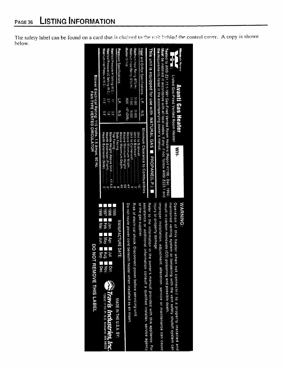 Avalon Firestyles B-Vent-1995 User Manual | Page 36 / 42