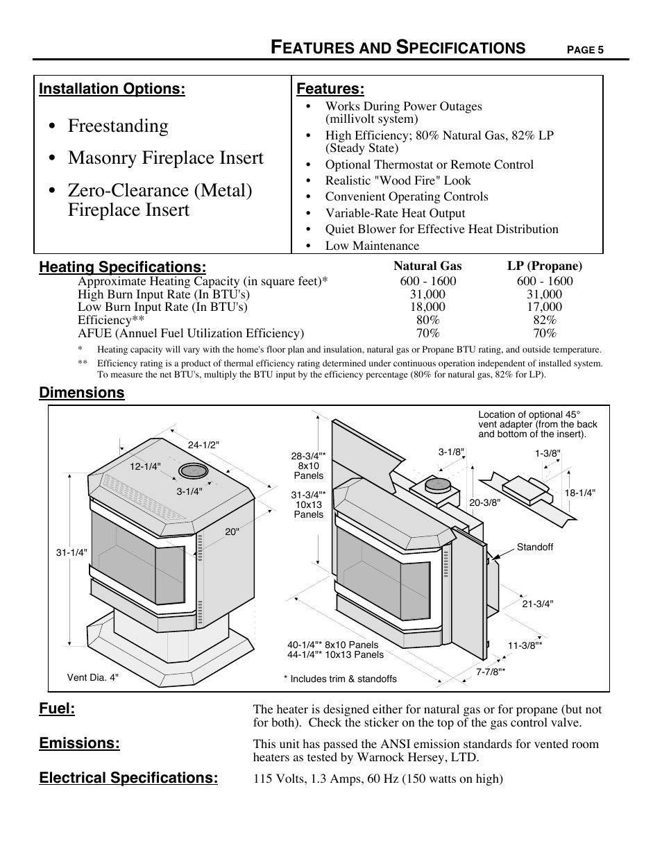 Avalon Firestyles B-Vent-1995 User Manual | Page 5 / 42