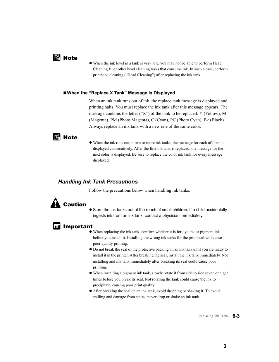 Handling ink tank precautions, Handling ink tank precautions -3 | Canon W8200 User Manual | Page 109 / 196