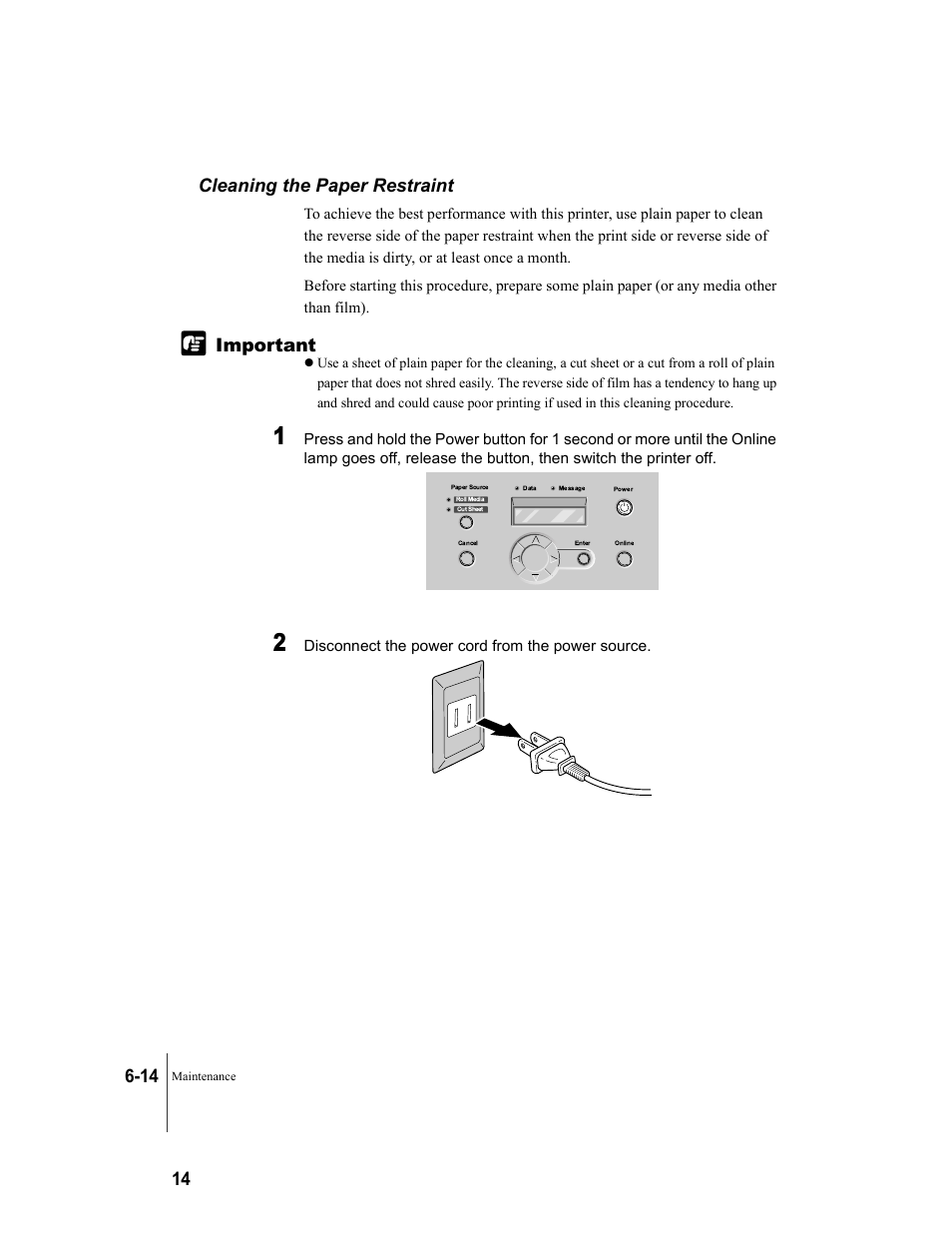 Cleaning the paper restraint, Cleaning the paper restraint -14 | Canon W8200 User Manual | Page 120 / 196