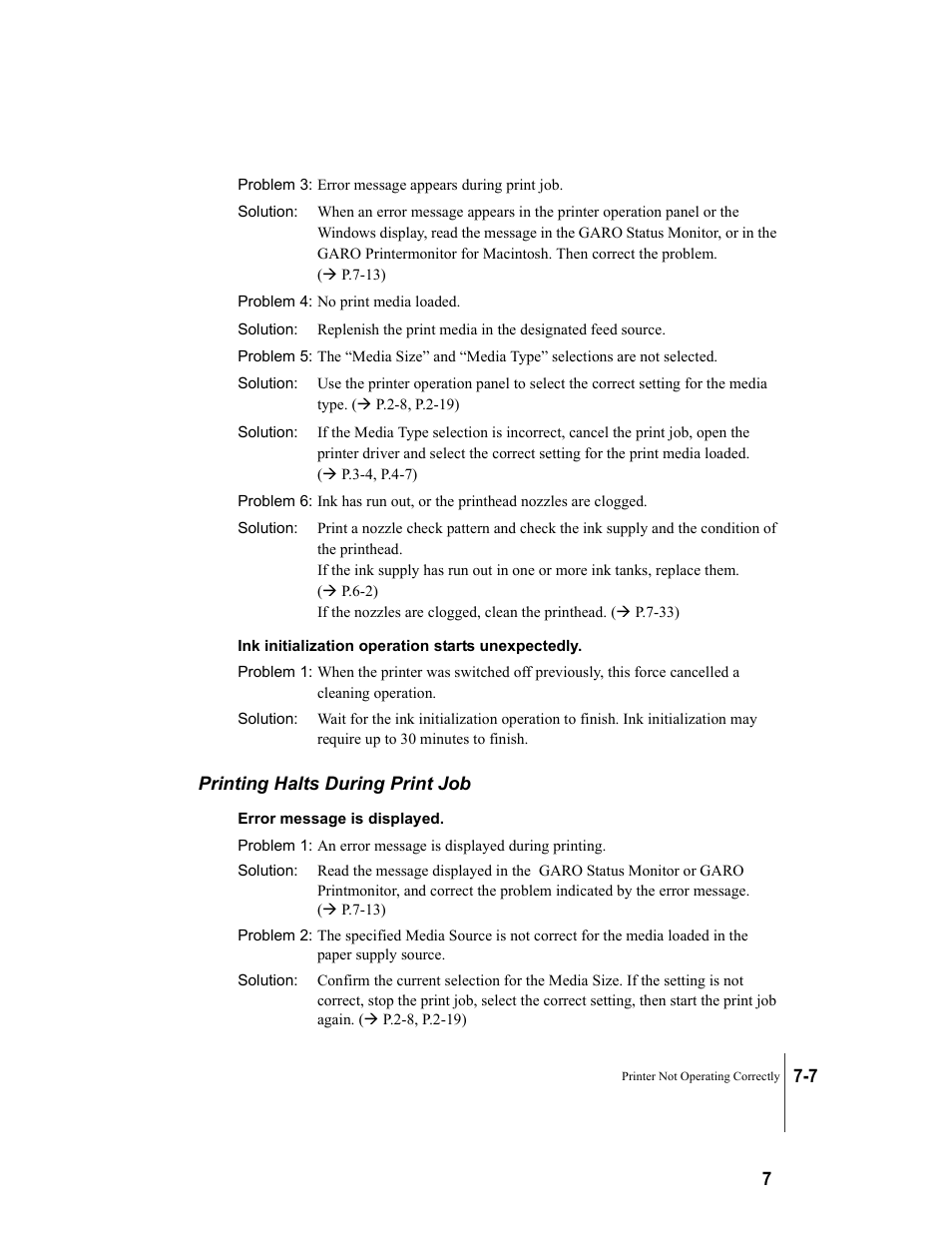 Printing halts during print job, Printing halts during print job -7 | Canon W8200 User Manual | Page 139 / 196