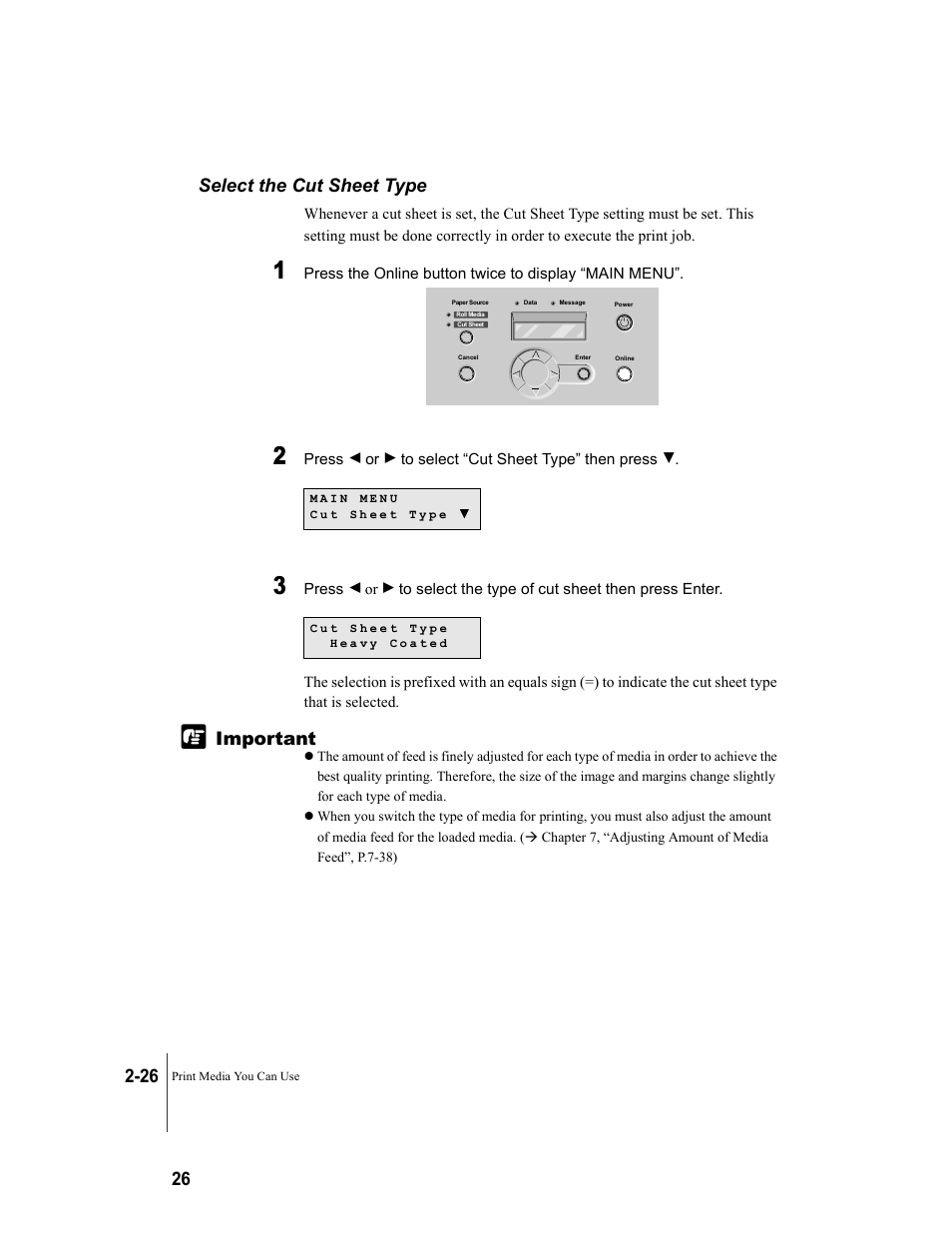 Select the cut sheet type, Select the cut sheet type -26 | Canon W8200 User Manual | Page 54 / 196