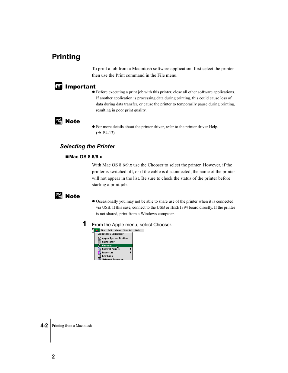 Printing, Selecting the printer, Printing -2 | Selecting the printer -2 | Canon W8200 User Manual | Page 80 / 196