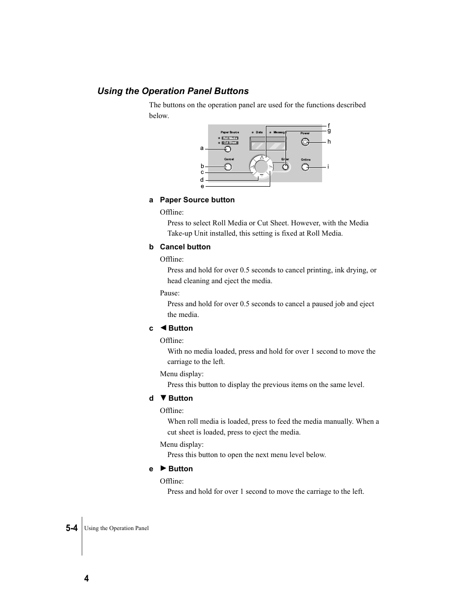 Using the operation panel buttons, Using the operation panel buttons -4, 4 using the operation panel buttons | Canon W8200 User Manual | Page 96 / 196