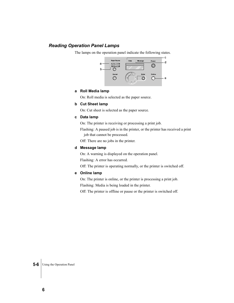 Reading operation panel lamps, Reading operation panel lamps -6, 6 reading operation panel lamps | Canon W8200 User Manual | Page 98 / 196