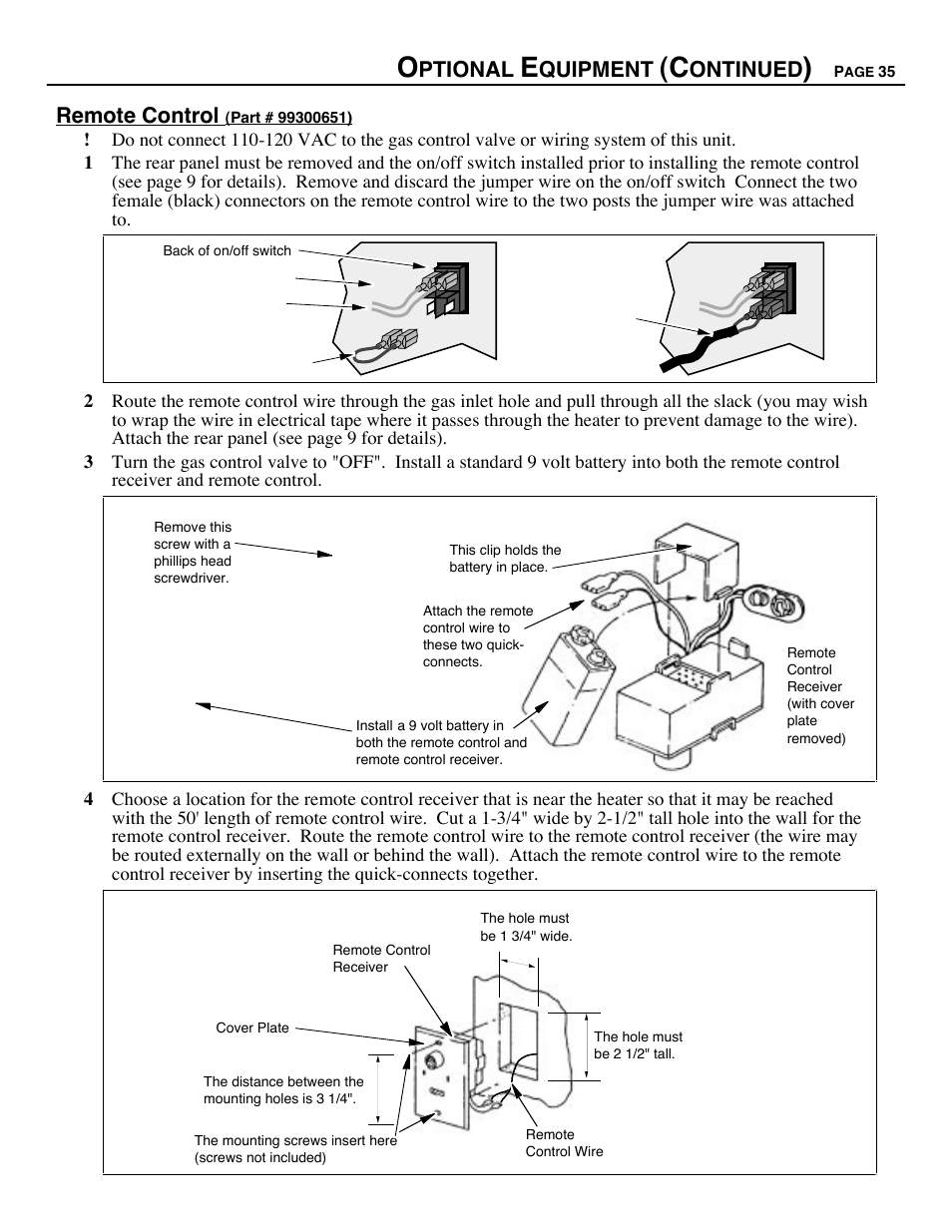 Ptional, Quipment, Ontinued | Remote control | Avalon Firestyles D-V-1995 User Manual | Page 35 / 38