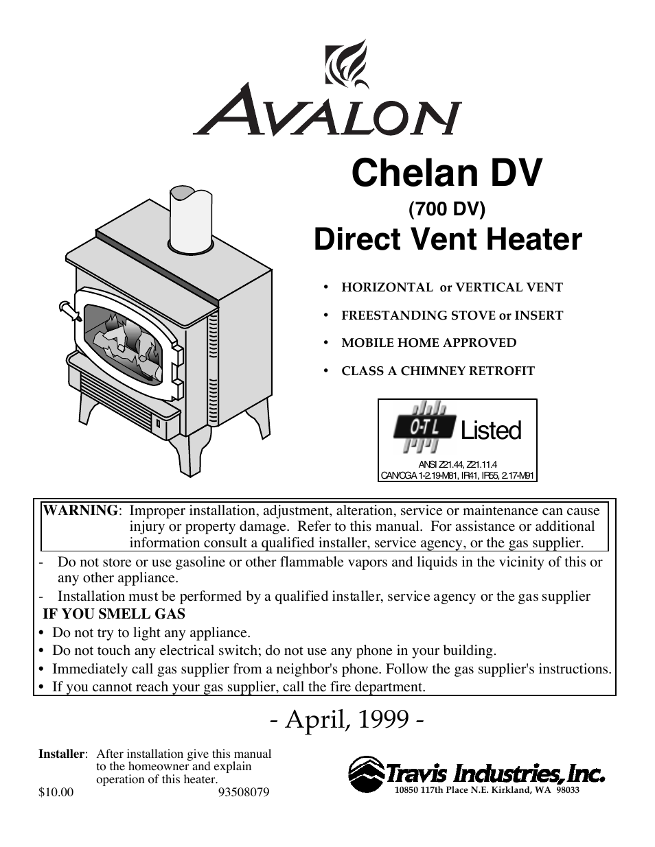 Avalon Firestyles Chelan DV-1996 to 1999 User Manual | 40 pages