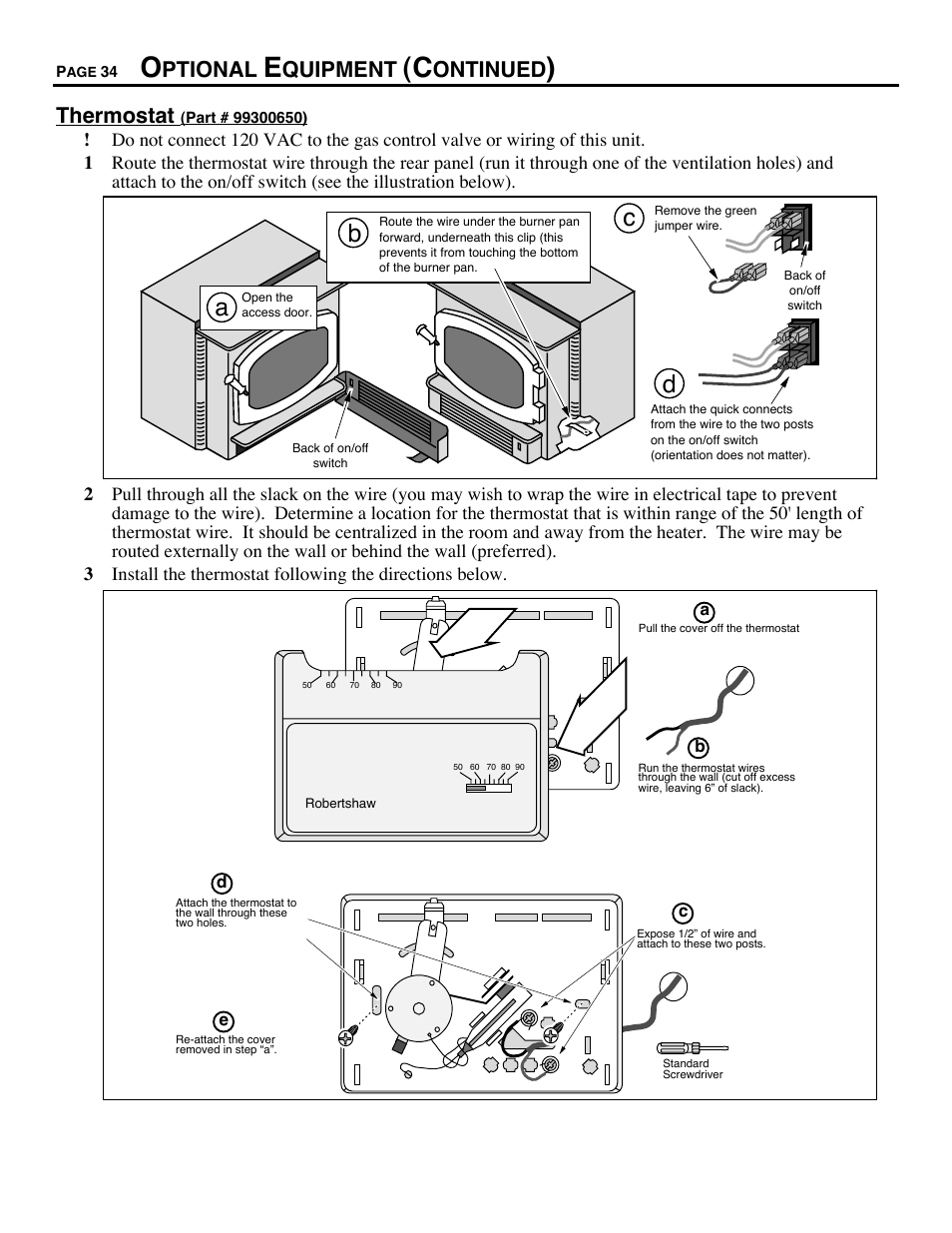 Ptional, Quipment, Ontinued | Thermostat | Avalon Firestyles Chelan DV-1996 to 1999 User Manual | Page 34 / 40
