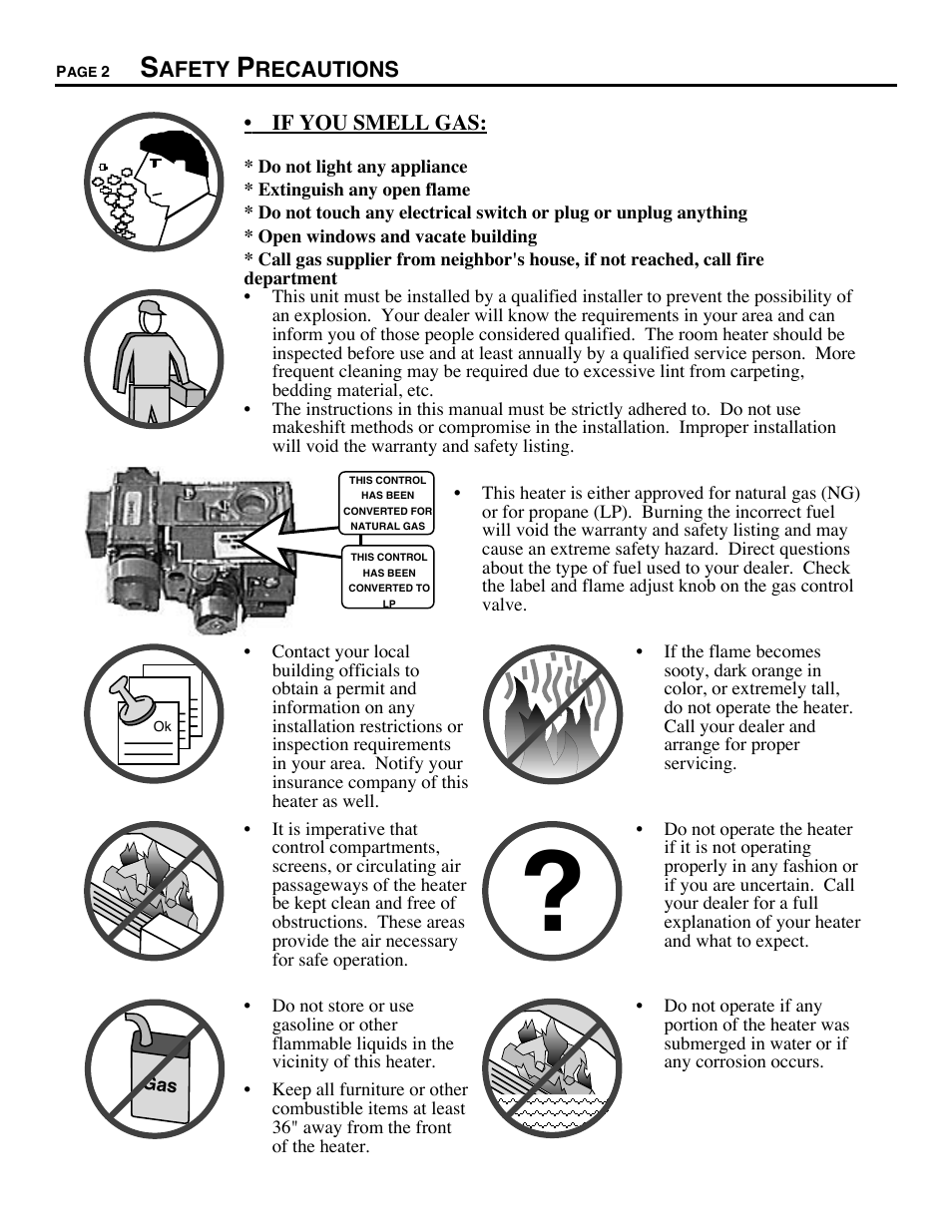 Safety precautions | Avalon Firestyles DVS Fireplace-1997 to 2000 User Manual | Page 2 / 46