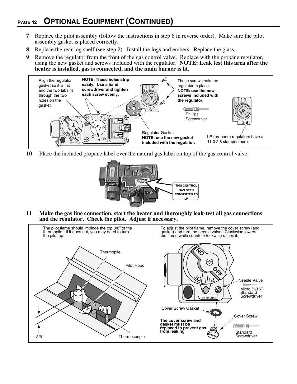 Ptional, Quipment, Ontinued | Avalon Firestyles DVS Fireplace-1997 to 2000 User Manual | Page 42 / 46
