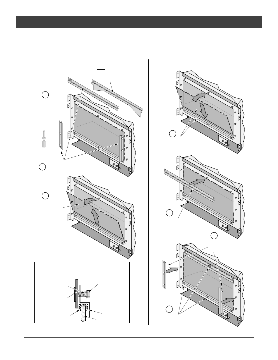 Finalizing the installation, Removing the glass, Creplacing the glass | Ab c d, Travis industries | Avalon Firestyles DVS Fireplace EF-2001 to 2007 User Manual | Page 25 / 42