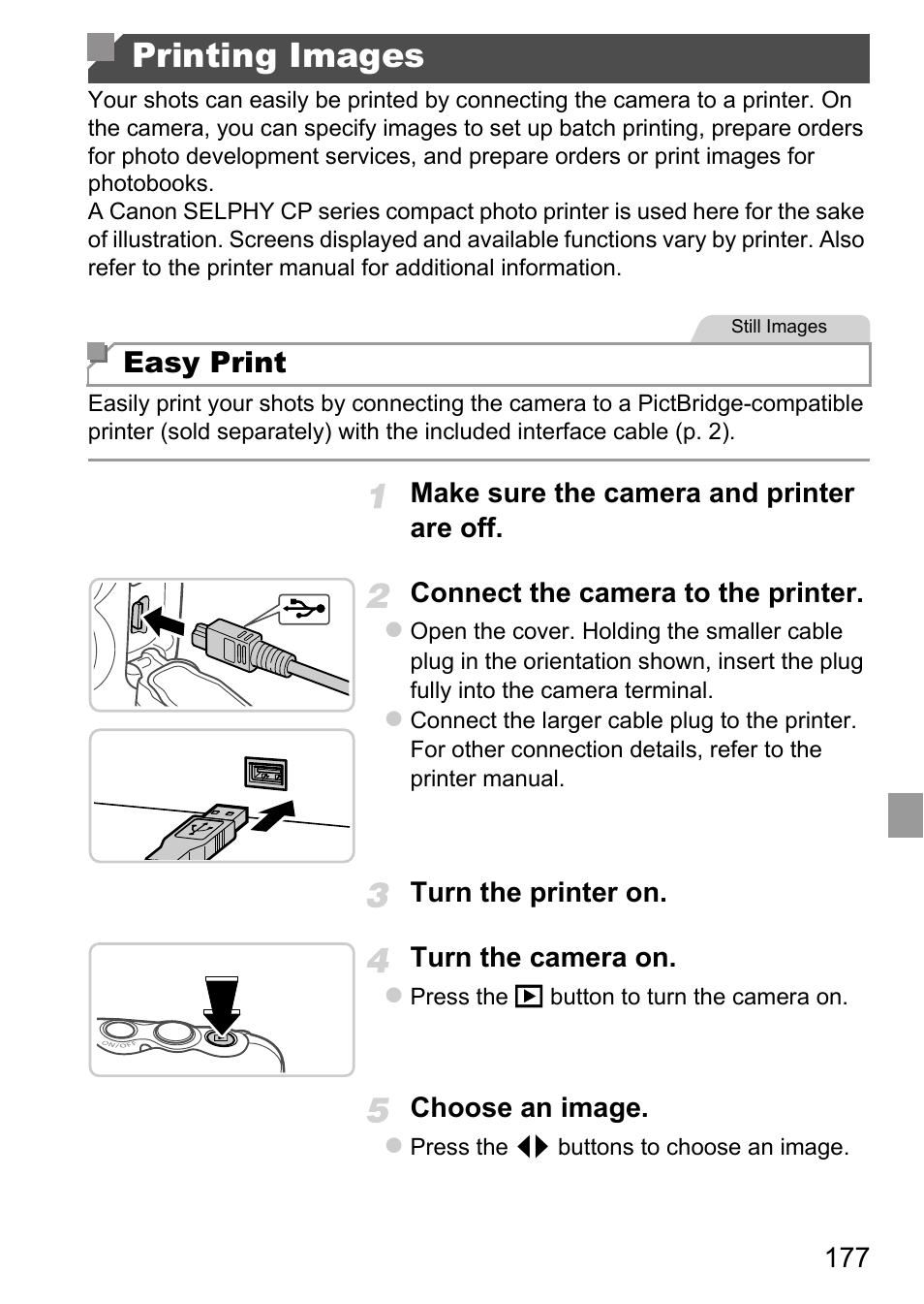 Printing images, Inter functions (p. 177) | Canon D20 User Manual | Page 177 / 218