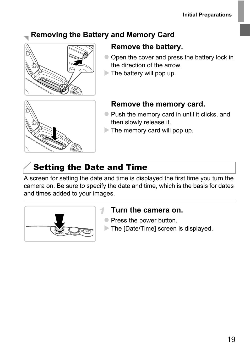 Setting the date and time | Canon D20 User Manual | Page 19 / 218