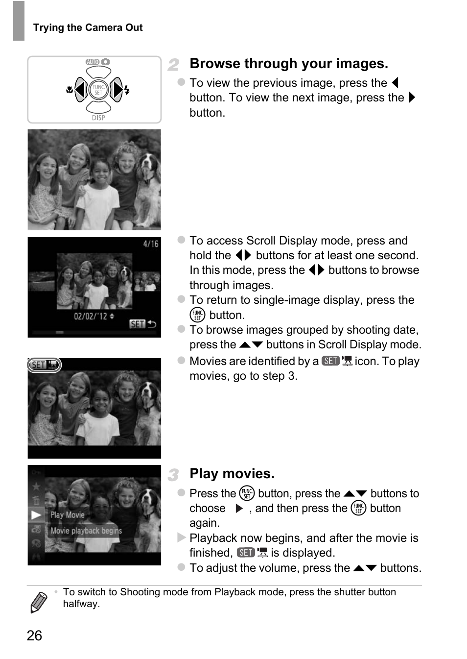 26 browse through your images, Play movies | Canon D20 User Manual | Page 26 / 218