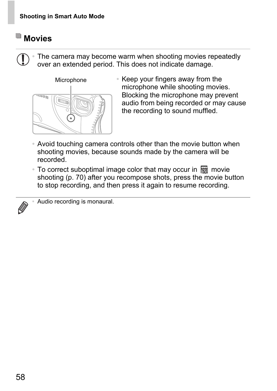 58 movies | Canon D20 User Manual | Page 58 / 218