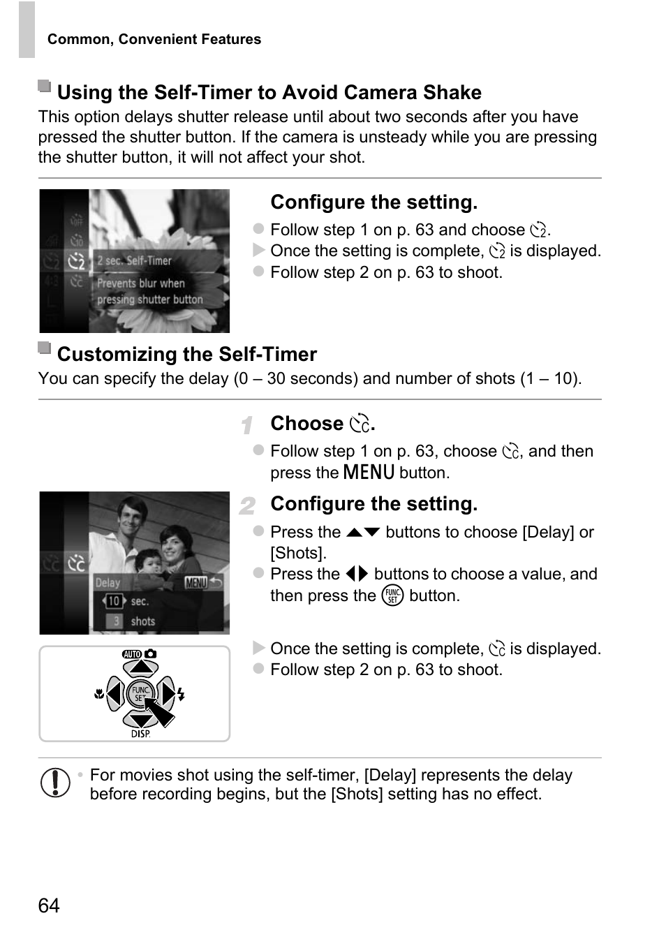 Configure the setting, Choose | Canon D20 User Manual | Page 64 / 218
