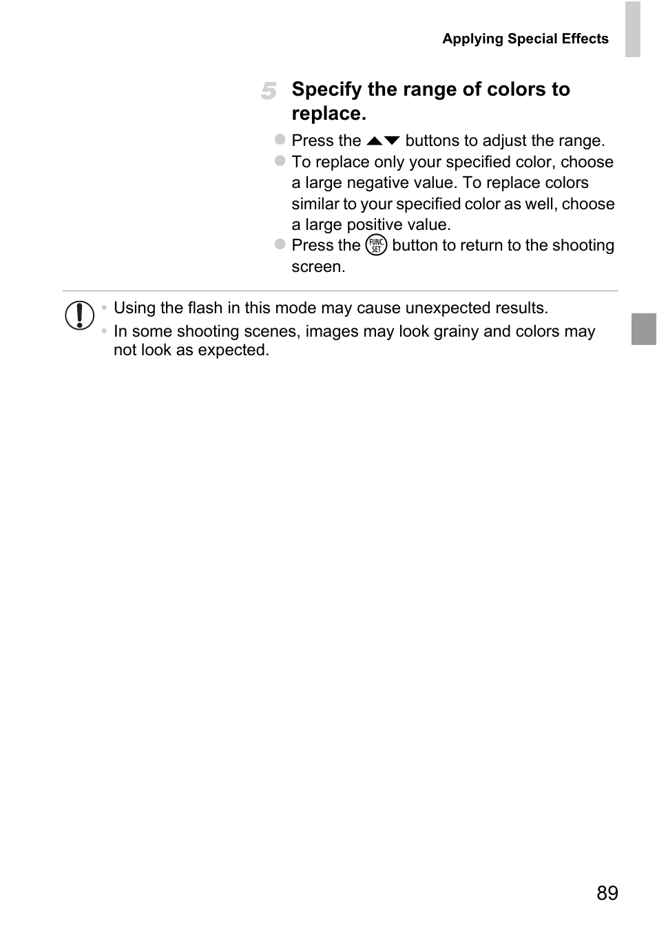 89 specify the range of colors to replace | Canon D20 User Manual | Page 89 / 218