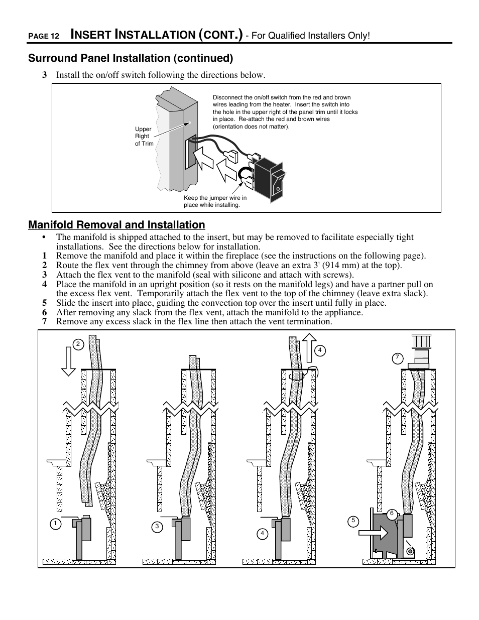 Manifold removal and installation, Nsert, Nstallation | Cont, Surround panel installation (continued) | Avalon Firestyles DVS Insert-1996 to 2000 User Manual | Page 12 / 36