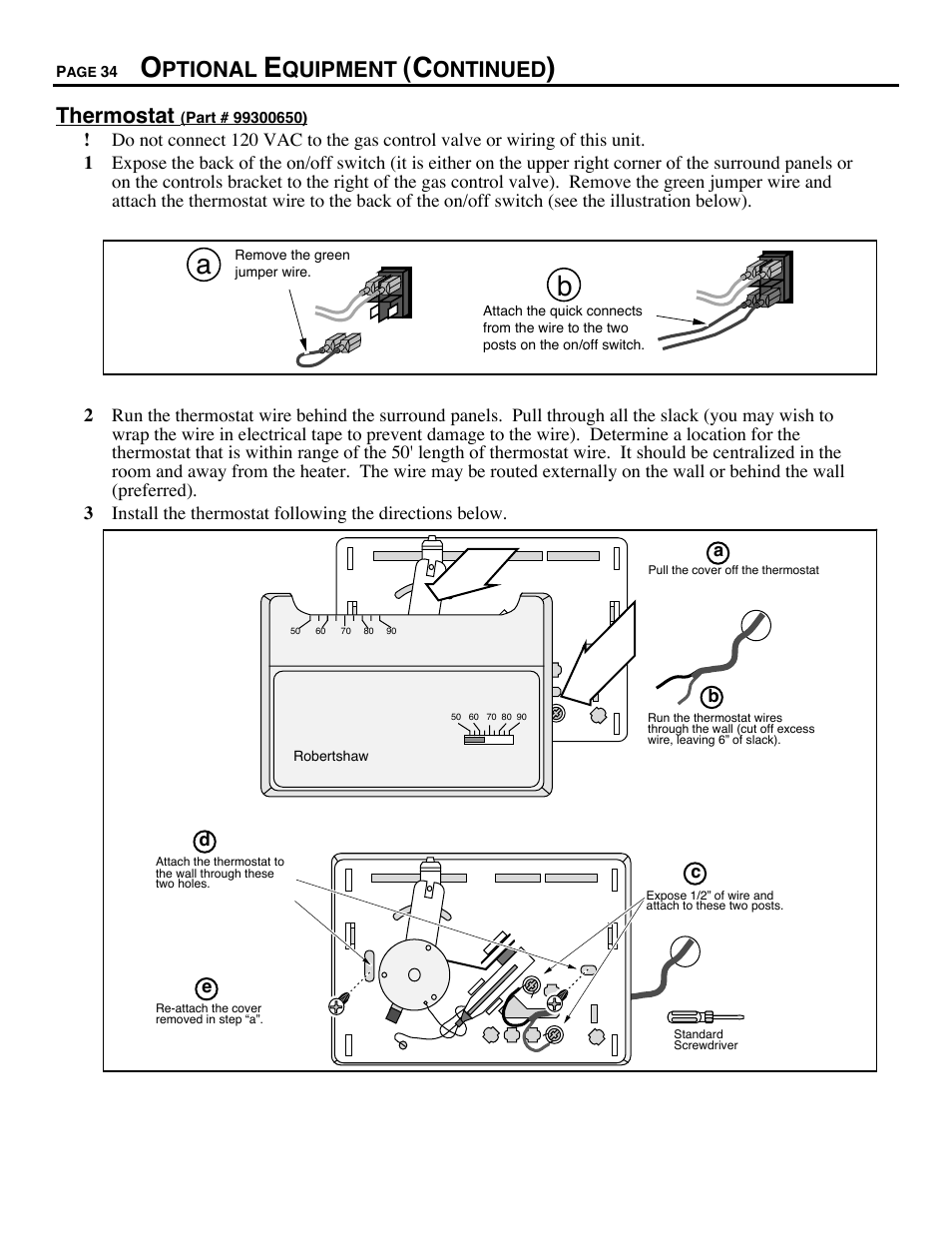 Thermostat, Ptional, Quipment | Ontinued | Avalon Firestyles DVS Insert-1996 to 2000 User Manual | Page 34 / 36