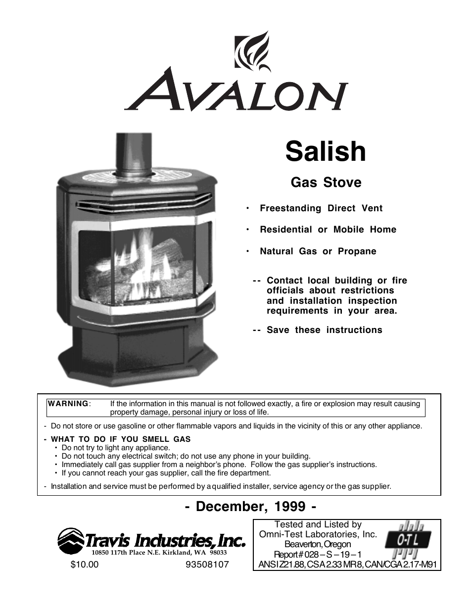 Avalon Firestyles Salish-1999 to 2000 User Manual | 36 pages