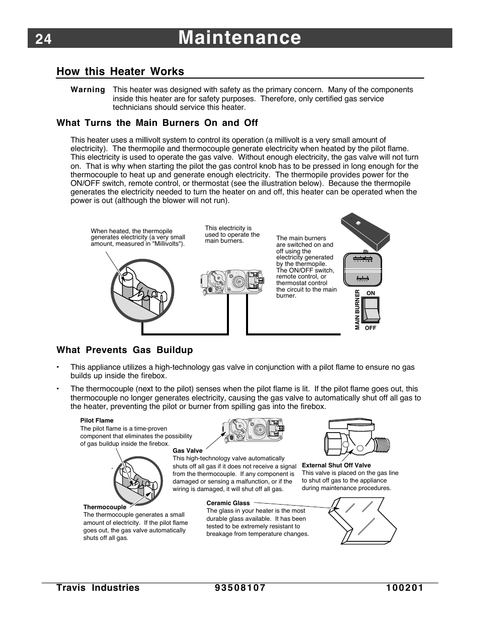 How this heater works, Maintenance, What turns the main burners on and off | What prevents gas buildup | Avalon Firestyles Salish-1999 to 2000 User Manual | Page 24 / 36