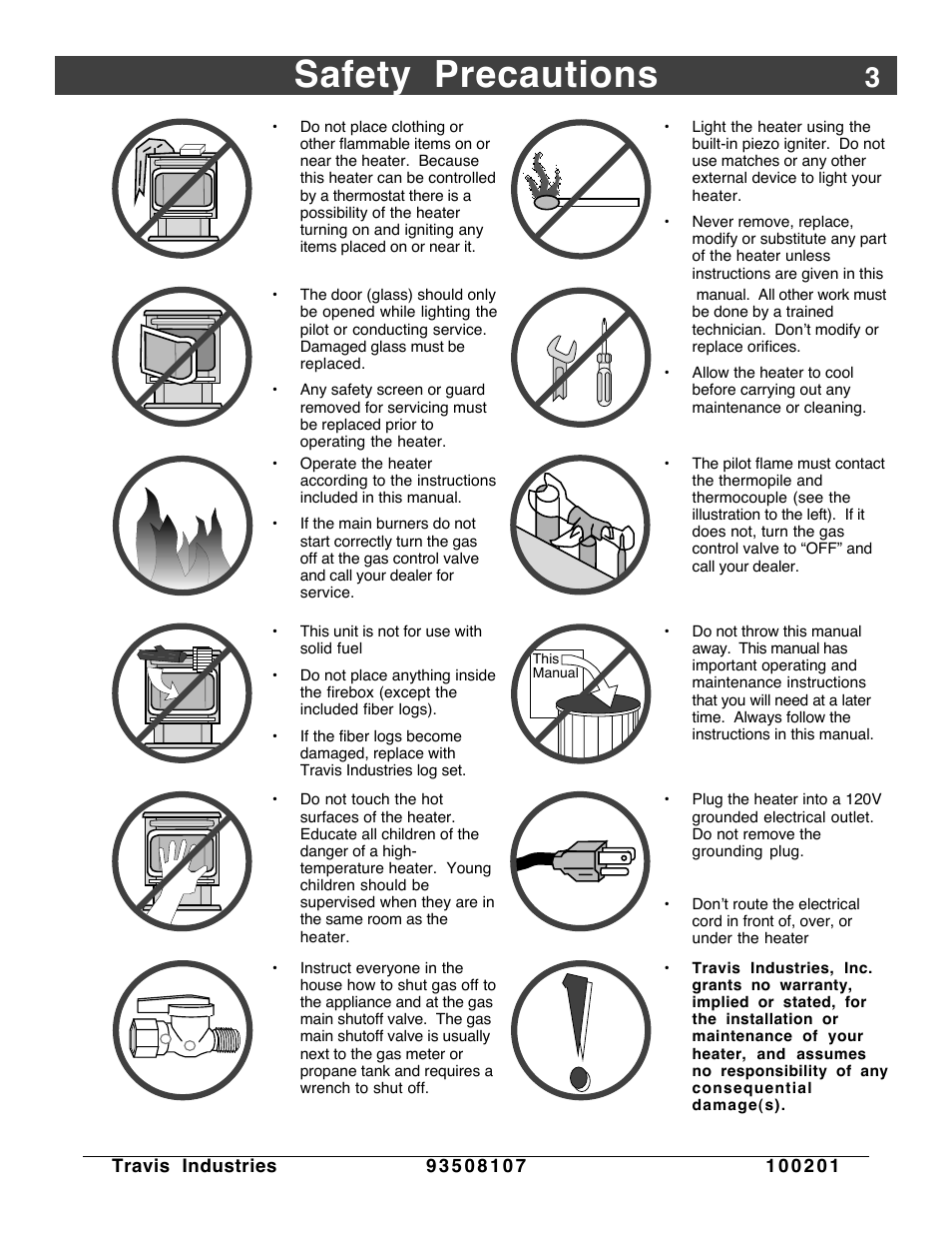 Safety precautions | Avalon Firestyles Salish-1999 to 2000 User Manual | Page 3 / 36