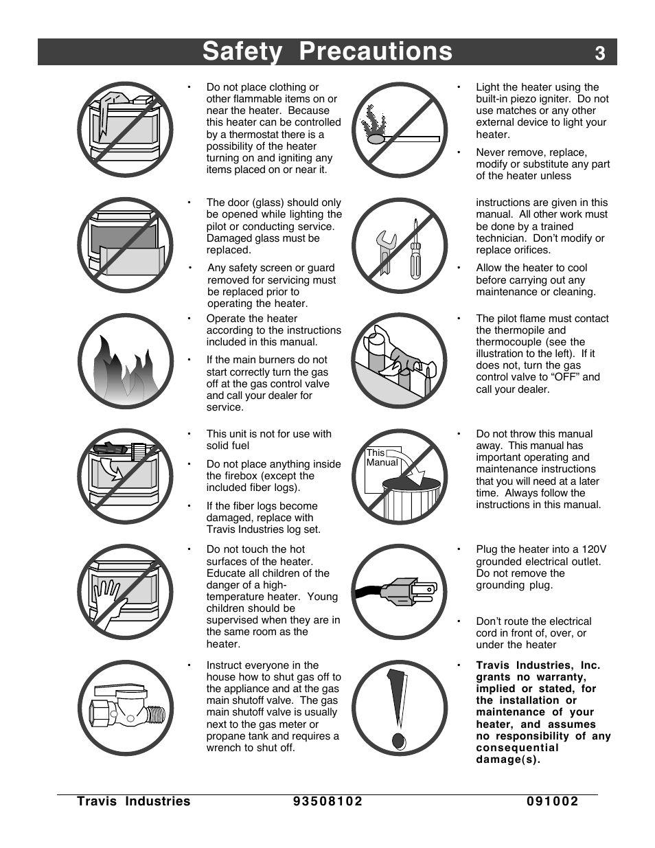 Safety precautions | Avalon Firestyles Vashon-1998 to 1999 User Manual | Page 3 / 40