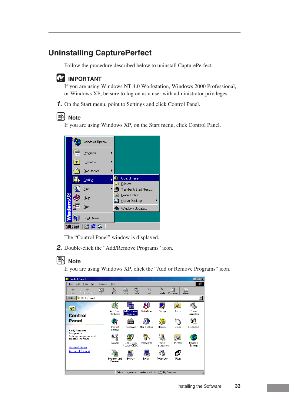 Uninstalling captureperfect | Canon DR-3080CII User Manual | Page 35 / 71