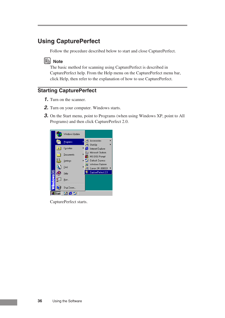 Using captureperfect | Canon DR-3080CII User Manual | Page 38 / 71