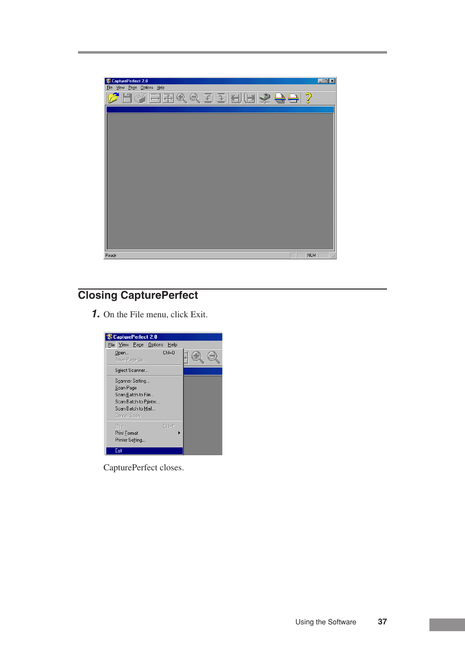 Closing captureperfect 1 | Canon DR-3080CII User Manual | Page 39 / 71