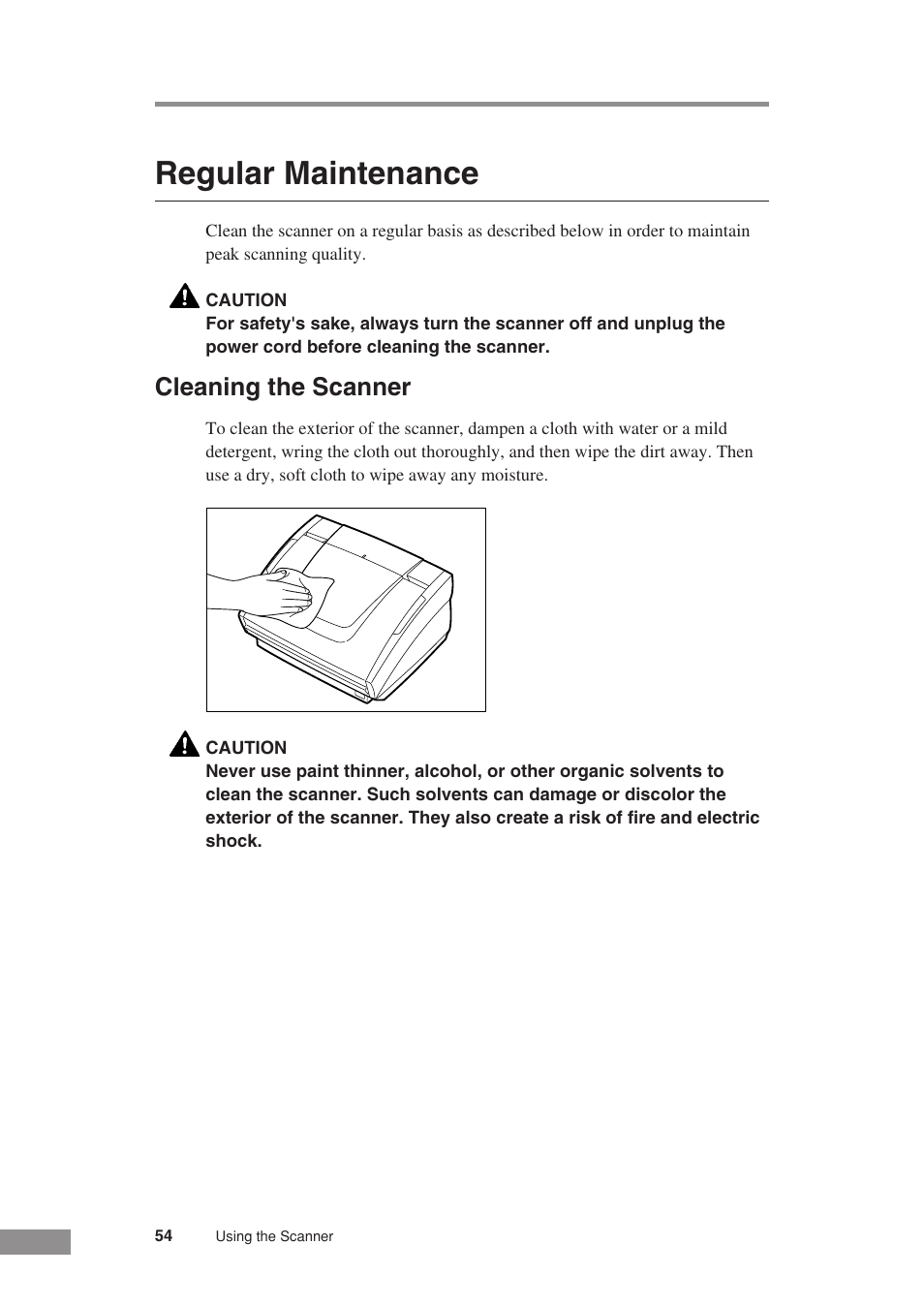 Regular maintenance, Cleaning the scanner | Canon DR-3080CII User Manual | Page 56 / 71