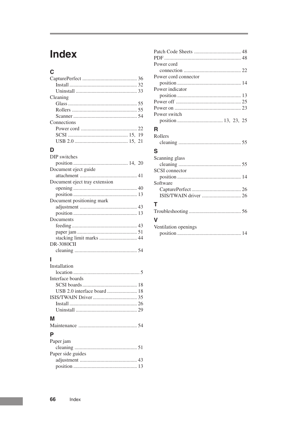 Index | Canon DR-3080CII User Manual | Page 68 / 71