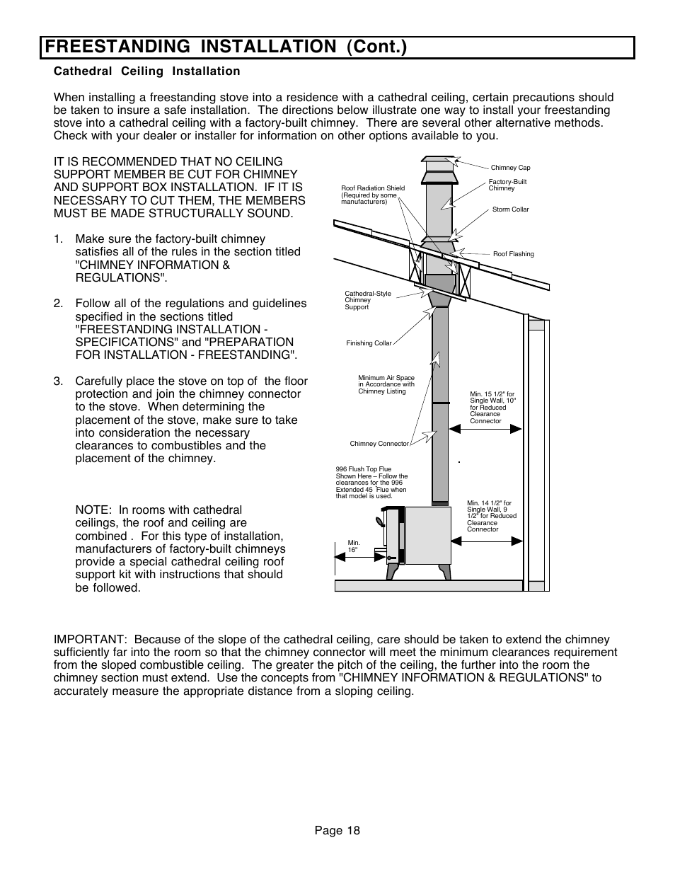 Freestanding installation (cont.) | Avalon Firestyles 796-1990 to 1993 User Manual | Page 18 / 67