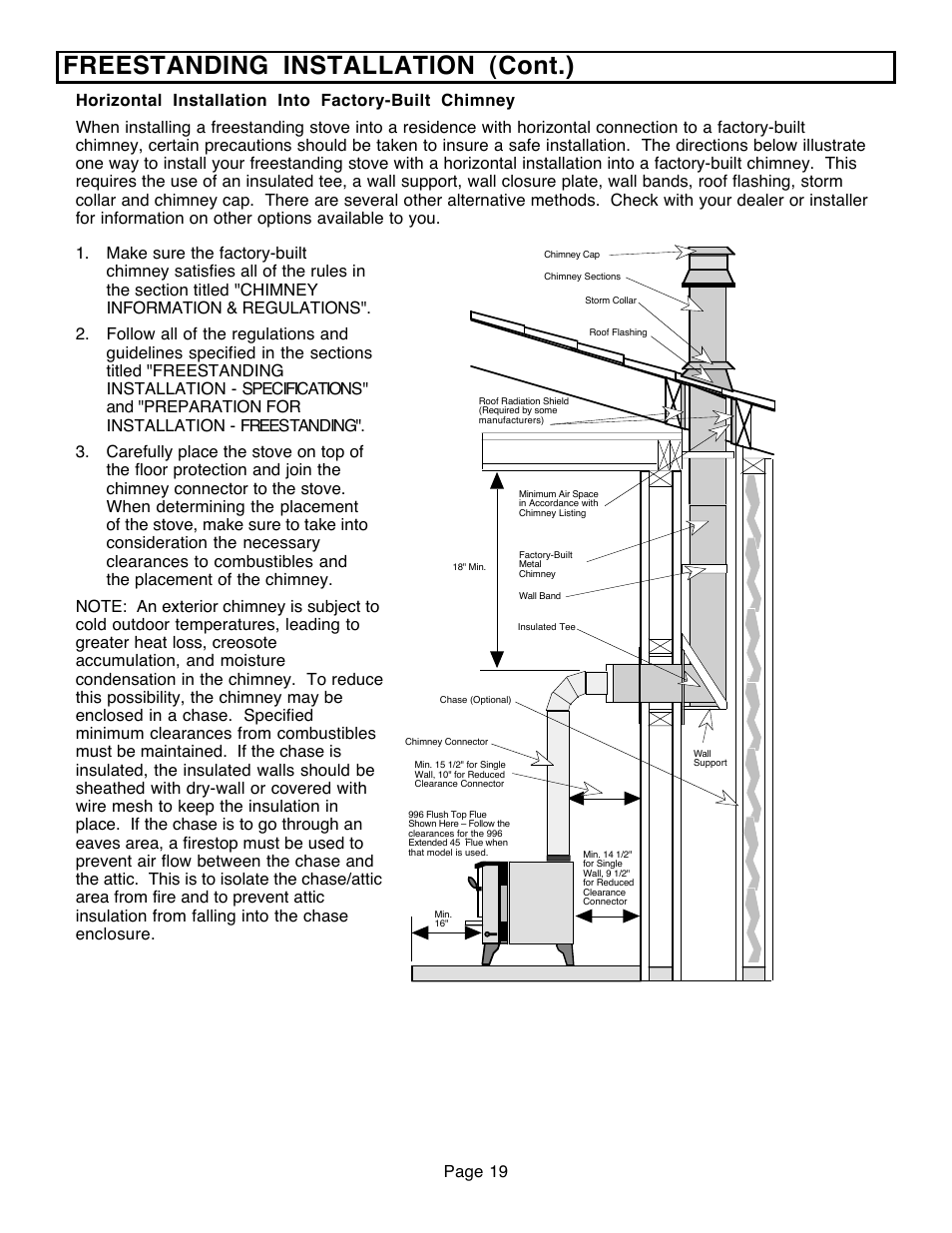 Freestanding installation (cont.), Page 19 | Avalon Firestyles 796-1990 to 1993 User Manual | Page 19 / 67