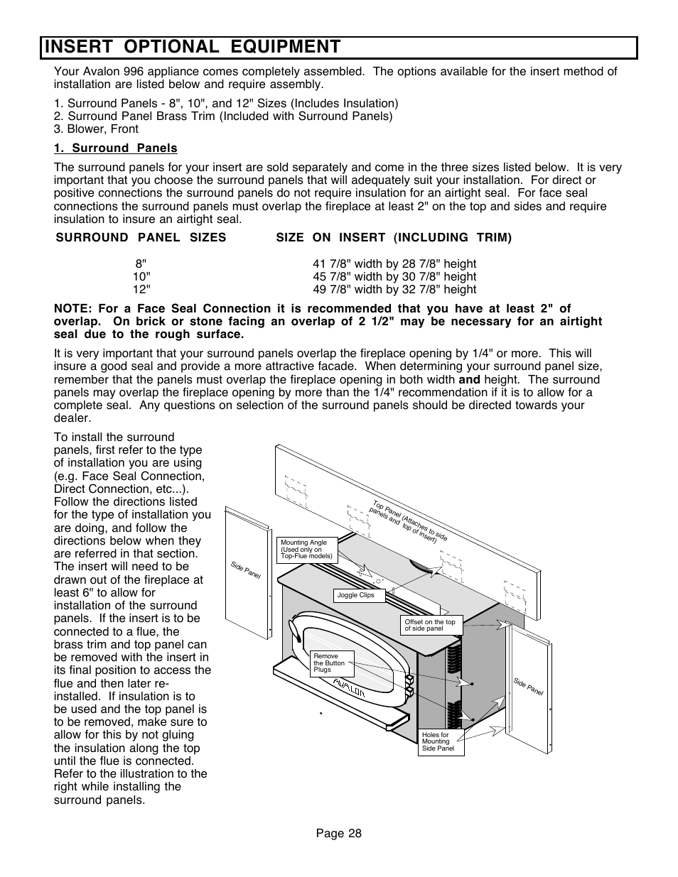 Insert optional equipment | Avalon Firestyles 796-1990 to 1993 User Manual | Page 28 / 67