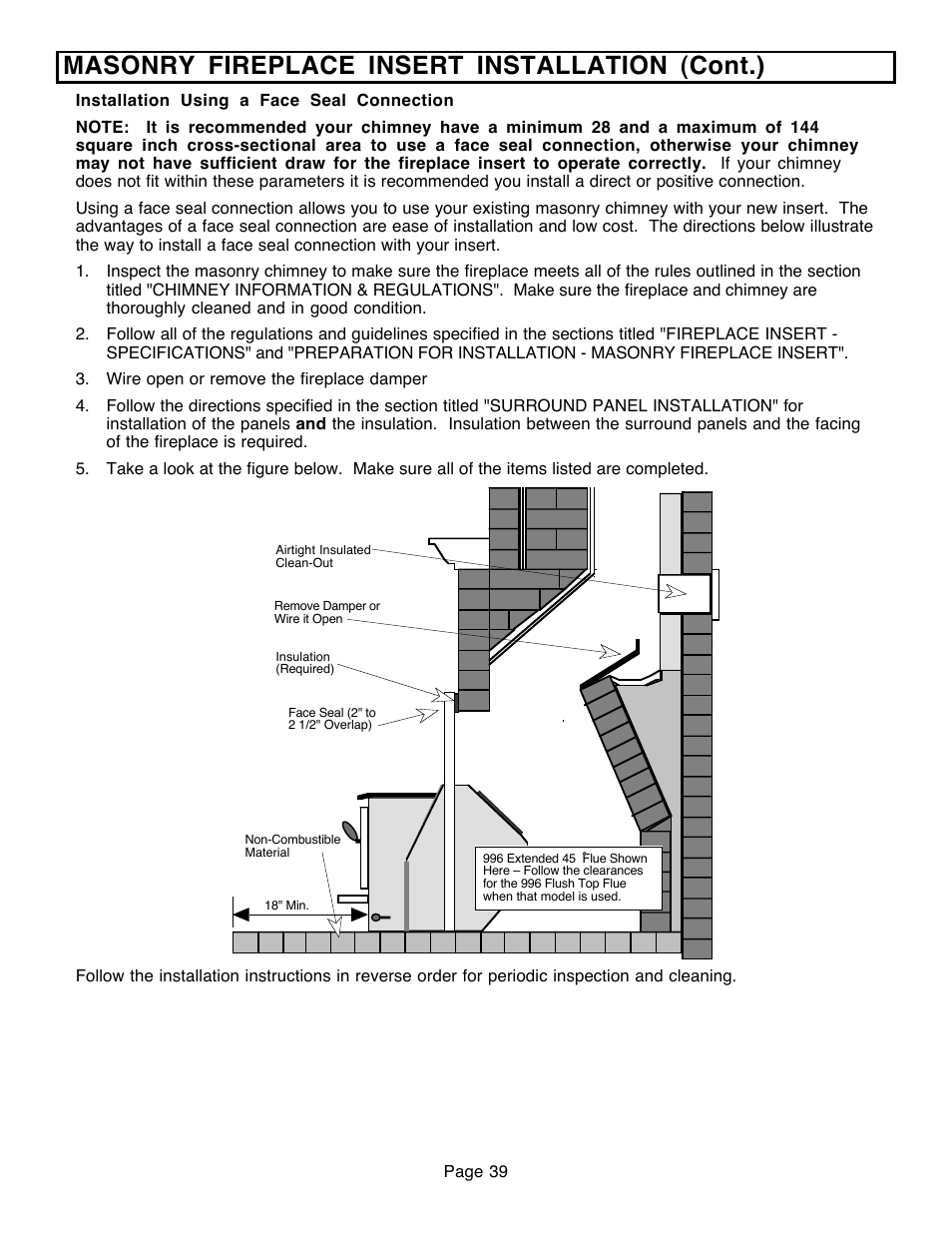 Masonry fireplace insert installation (cont.) | Avalon Firestyles 796-1990 to 1993 User Manual | Page 39 / 67